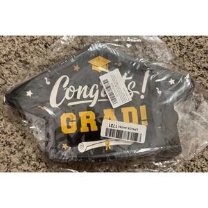 Whaline 48Pcs Graduation Cap Paper Plates Class of 2024 Black Gold Congrats Grad